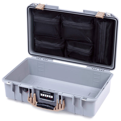 Pelican 1525 Air Case, Silver with Desert Tan Handle & Latches Mesh Lid Organizer Only ColorCase 015250-0100-180-311