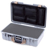 Pelican 1525 Air Case, Silver with Desert Tan Handle & Latches Pick & Pluck Foam with Mesh Lid Organizer ColorCase 015250-0101-180-311