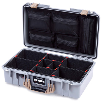 Pelican 1525 Air Case, Silver with Desert Tan Handle & Latches TrekPak Divider System with Mesh Lid Organizer ColorCase 015250-0120-180-311