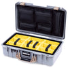 Pelican 1525 Air Case, Silver with Desert Tan Handle & Latches Yellow Padded Microfiber Dividers with Mesh Lid Organizer ColorCase 015250-0110-180-311