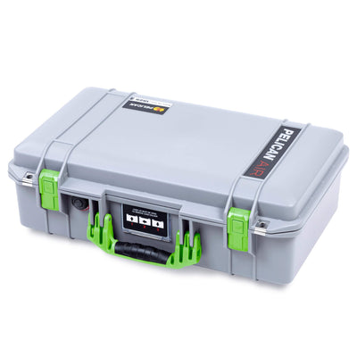 Pelican 1525 Air Case, Silver with Lime Green Handle & Latches ColorCase