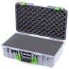 Pelican 1525 Air Case, Silver with Lime Green Handle & Latches Pick & Pluck Foam with Convolute Lid Foam ColorCase 015250-0001-180-301