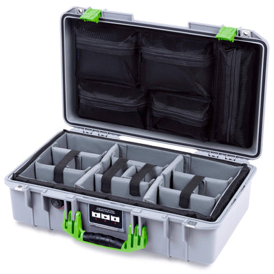 Pelican 1525 Air Case, Silver with Lime Green Handle & Latches ColorCase