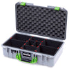 Pelican 1525 Air Case, Silver with Lime Green Handle & Latches TrekPak Divider System with Convolute Lid Foam ColorCase 015250-0020-180-301