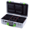 Pelican 1525 Air Case, Silver with Lime Green Handle & Latches TrekPak Divider System with Mesh Lid Organizer ColorCase 015250-0120-180-301