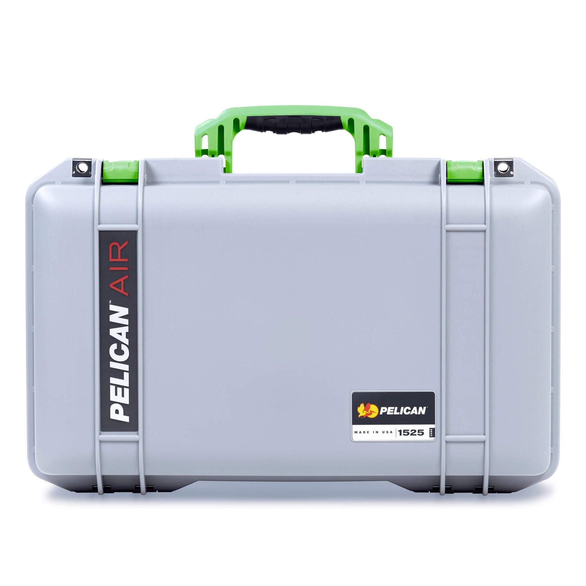 Pelican 1525 Air Case, Silver with Lime Green Handle & Latches ColorCase 