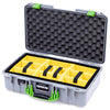 Pelican 1525 Air Case, Silver with Lime Green Handle & Latches Yellow Padded Microfiber Dividers with Convolute Lid Foam ColorCase 015250-0010-180-301