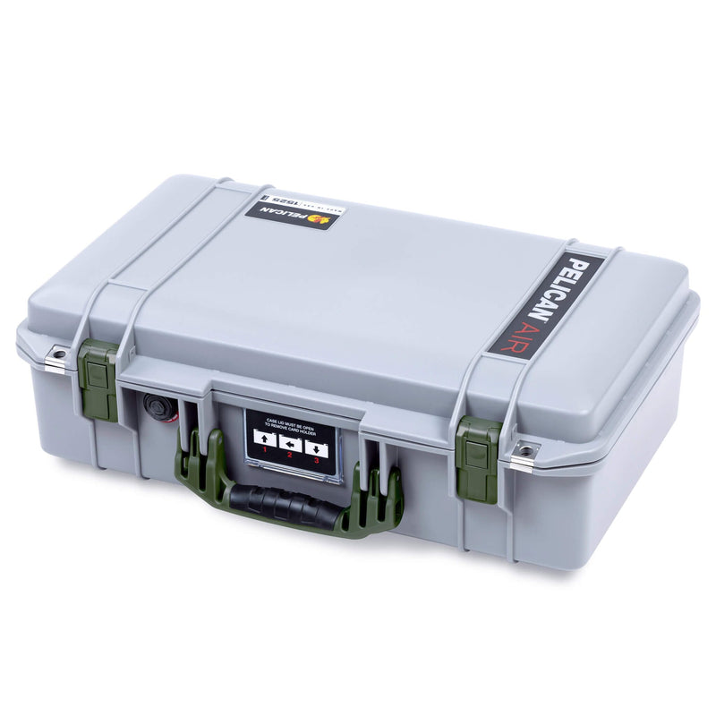 Pelican 1525 Air Case, Silver with OD Green Handle & Latches ColorCase 