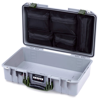 Pelican 1525 Air Case, Silver with OD Green Handle & Latches Mesh Lid Organizer Only ColorCase 015250-0100-180-131