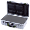 Pelican 1525 Air Case, Silver with OD Green Handle & Latches Pick & Pluck Foam with Mesh Lid Organizer ColorCase 015250-0101-180-131