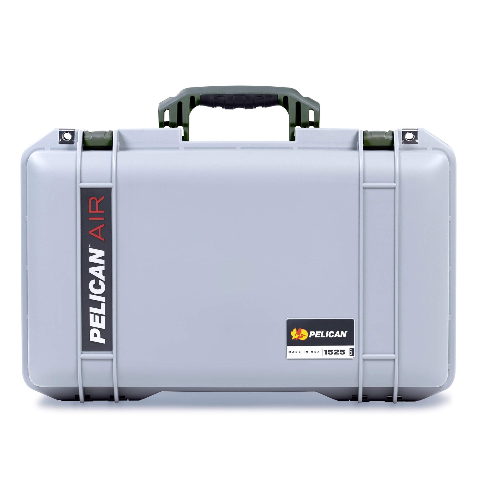 Pelican 1525 Air Case, Silver with OD Green Handle & Latches ColorCase 