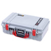 Pelican 1525 Air Case, Silver with Red Handle & Latches ColorCase