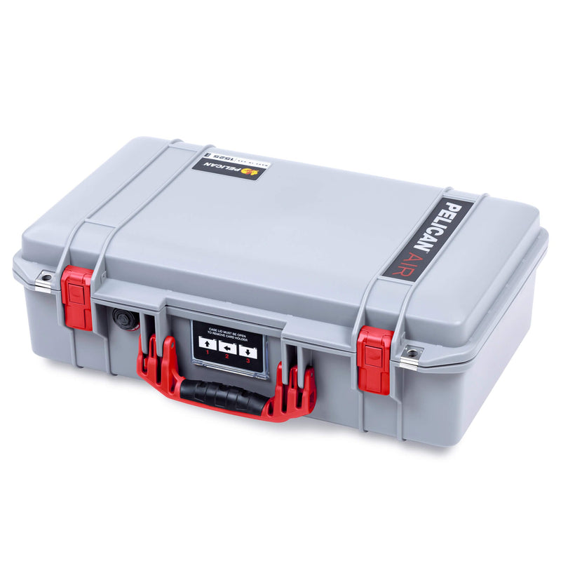 Pelican 1525 Air Case, Silver with Red Handle & Latches ColorCase 