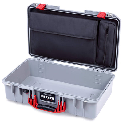 Pelican 1525 Air Case, Silver with Red Handle & Latches ColorCase