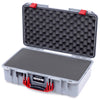 Pelican 1525 Air Case, Silver with Red Handle & Latches Pick & Pluck Foam with Convolute Lid Foam ColorCase 015250-0001-180-321