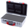 Pelican 1525 Air Case, Silver with Red Handle & Latches Pick & Pluck Foam with Mesh Lid Organizer ColorCase 015250-0101-180-321