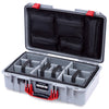 Pelican 1525 Air Case, Silver with Red Handle & Latches ColorCase