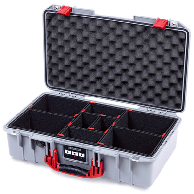 Pelican 1525 Air Case, Silver with Red Handle & Latches TrekPak Divider System with Convolute Lid Foam ColorCase 015250-0020-180-321