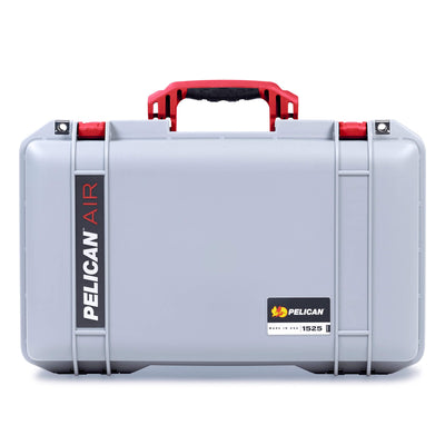 Pelican 1525 Air Case, Silver with Red Handle & Latches ColorCase