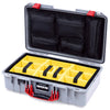 Pelican 1525 Air Case, Silver with Red Handle & Latches Yellow Padded Microfiber Dividers with Mesh Lid Organizer ColorCase 015250-0110-180-321