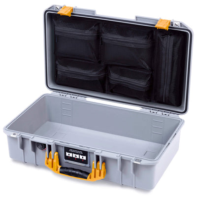 Pelican 1525 Air Case, Silver with Yellow Handle & Latches Mesh Lid Organizer Only ColorCase 015250-0100-180-241