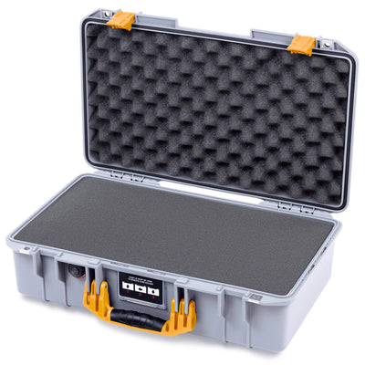 Pelican 1525 Air Case, Silver with Yellow Handle & Latches Pick & Pluck Foam with Convolute Lid Foam ColorCase 015250-0001-180-241