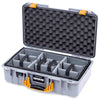 Pelican 1525 Air Case, Silver with Yellow Handle & Latches ColorCase