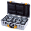 Pelican 1525 Air Case, Silver with Yellow Handle & Latches ColorCase