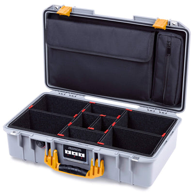 Pelican 1525 Air Case, Silver with Yellow Handle & Latches TrekPak Divider Sytem with Laptop Computer Pouch ColorCase 015250-0220-180-241