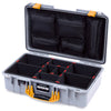 Pelican 1525 Air Case, Silver with Yellow Handle & Latches TrekPak Divider System with Mesh Lid Organizer ColorCase 015250-0120-180-241