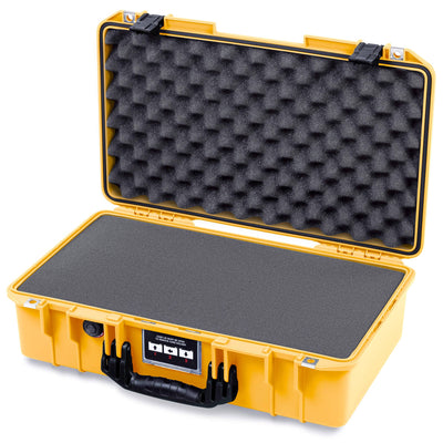 Pelican 1525 Air Case, Yellow with Black Handle & Latches Pick & Pluck Foam with Convolute Lid Foam ColorCase 015250-0001-240-111