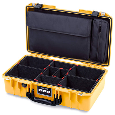 Pelican 1525 Air Case, Yellow with Black Handle & Latches TrekPak Divider Sytem with Laptop Computer Pouch ColorCase 015250-0220-240-111