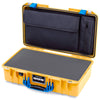 Pelican 1525 Air Case, Yellow with Blue Handle & Latches Pick & Pluck Foam with Laptop Computer Pouch ColorCase 015250-0201-240-121