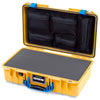 Pelican 1525 Air Case, Yellow with Blue Handle & Latches Pick & Pluck Foam with Mesh Lid Organizer ColorCase 015250-0101-240-121