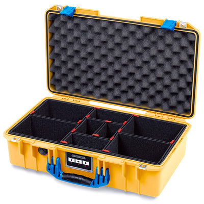 Pelican 1525 Air Case, Yellow with Blue Handle & Latches TrekPak Divider System with Convolute Lid Foam ColorCase 015250-0020-240-121