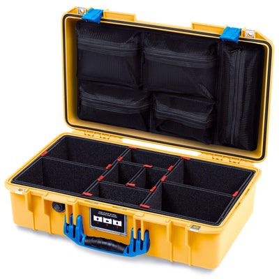 Pelican 1525 Air Case, Yellow with Blue Handle & Latches TrekPak Divider System with Mesh Lid Organizer ColorCase 015250-0120-240-121