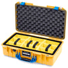 Pelican 1525 Air Case, Yellow with Blue Handle & Latches Yellow Padded Microfiber Dividers with Convolute Lid Foam ColorCase 015250-0010-240-121