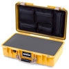 Pelican 1525 Air Case, Yellow with Desert Tan Handle & Latches Pick & Pluck Foam with Mesh Lid Organizer ColorCase 015250-0101-240-311