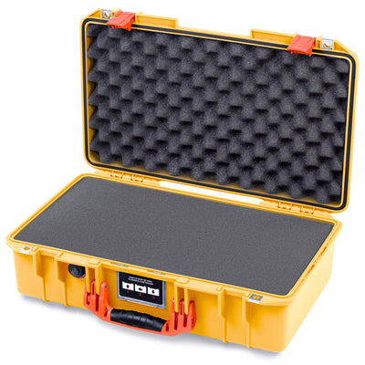 Pelican 1525 Air Case, Yellow with Orange Handle & Latches Pick & Pluck Foam with Convolute Lid Foam ColorCase 015250-0001-240-151