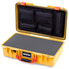 Pelican 1525 Air Case, Yellow with Orange Handle & Latches Pick & Pluck Foam with Mesh Lid Organizer ColorCase 015250-0101-240-151