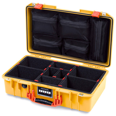 Pelican 1525 Air Case, Yellow with Orange Handle & Latches TrekPak Divider System with Mesh Lid Organizer ColorCase 015250-0120-240-151