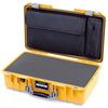 Pelican 1525 Air Case, Yellow with Silver Handle & Latches Pick & Pluck Foam with Laptop Computer Pouch ColorCase 015250-0201-240-181