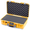 Pelican 1525 Air Case, Yellow with Silver Handle & Latches Pick & Pluck Foam with Convolute Lid Foam ColorCase 015250-0001-240-181