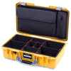 Pelican 1525 Air Case, Yellow with Silver Handle & Latches TrekPak Divider Sytem with Laptop Computer Pouch ColorCase 015250-0220-240-181