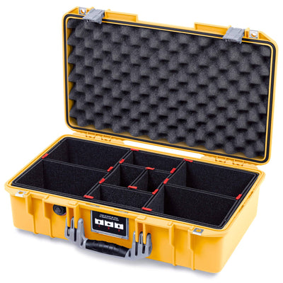 Pelican 1525 Air Case, Yellow with Silver Handle & Latches TrekPak Divider System with Convolute Lid Foam ColorCase 015250-0020-240-181