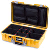 Pelican 1525 Air Case, Yellow with Silver Handle & Latches TrekPak Divider System with Mesh Lid Organizer ColorCase 015250-0120-240-181