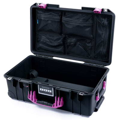 Pelican 1535 Air Case, Black with Magenta Handles & Latches Mesh Lid Organizer Only ColorCase 015350-0100-110-401