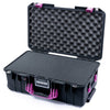 Pelican 1535 Air Case, Black with Magenta Handles & Latches Pick & Pluck Foam with Convoluted Lid Foam ColorCase 015350-0001-110-401