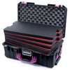 Pelican 1535 Air Case, Black with Magenta Handles & Latches Custom Tool Kit (4 Foam Inserts with Convoluted Lid Foam) ColorCase 015350-0060-110-401