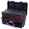 Pelican 1535 Air Case, Black with Magenta Handles & Latches Custom Tool Kit (4 Foam Inserts with Mesh Lid Organizers) ColorCase 015350-0160-110-401